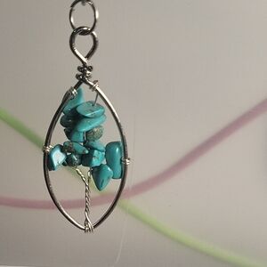 Elegant Turquoise Silver Wire Wrapped Pendant